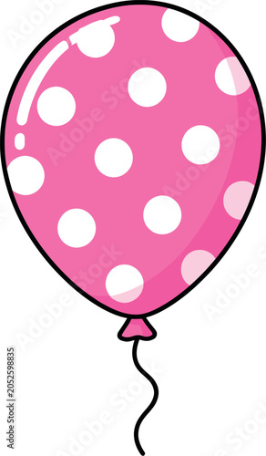 Pink Polka Dot Balloon Icon for Birthday Party Celebration