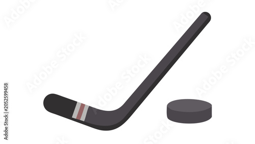 Hockey stick and puck illustration in minimalistic style

