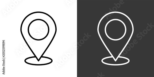 Schilderij op canvas Location White And Black Icon Set Collection Pack Vector Illustration
