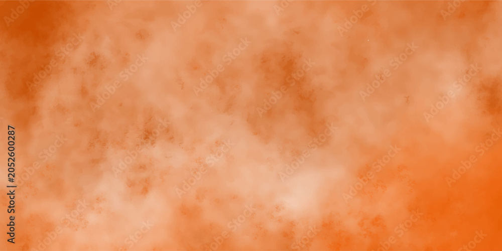 Fototapeta premium Warm terracotta orange and rust brown abstract watercolor wash texture background with mottled smoky cloud formations for layout