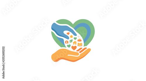 Hands Giving Care and Support, Charity Concept, Community Help