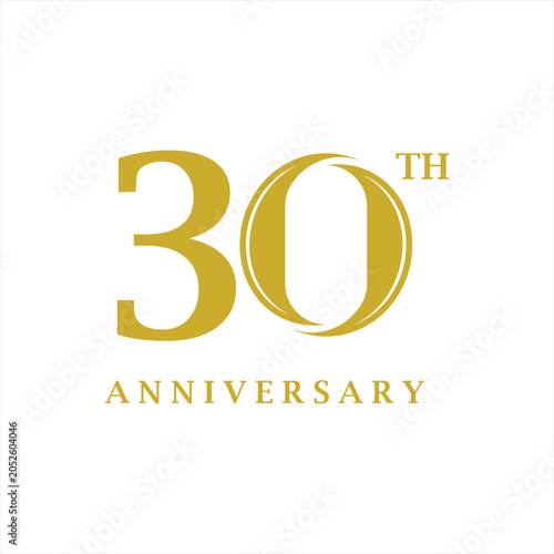 Number 30 Anniversary years for birthday celebrating holiday logo design