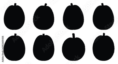 Obraz na plátne Durian Fruit Silhouettes On White Background Vector Illustration