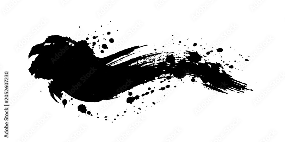 Fototapeta premium Abstract ink splatter stroke with a watercolor effect, creating a dynamic and artistic visual element suitable for graphic design.