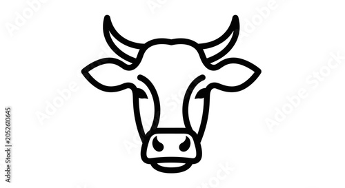 Minimalist black and white outline of a cow's head, perfect for designs and branding