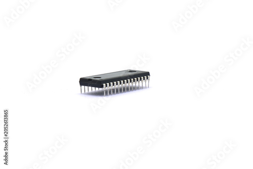 Quadro su tela A blurry microcontroller on a white background