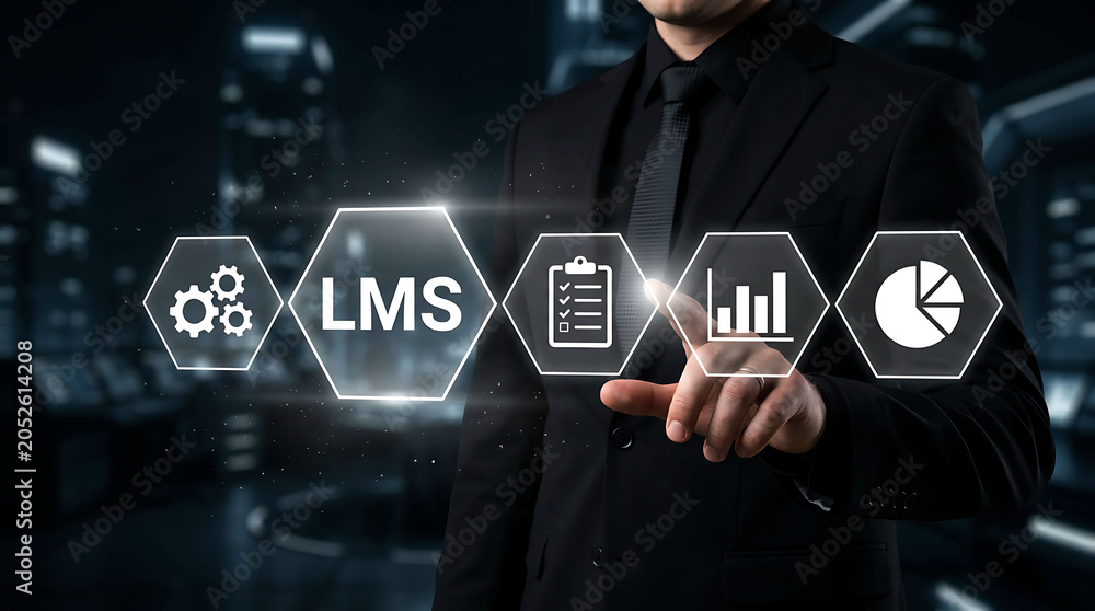 Obraz premium Learning Management System LMS Dashboard Analytics Training Platform Digital Education Technology