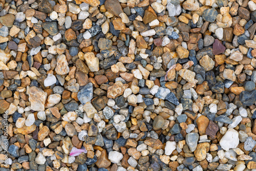 Photography High angle view of multi colored small pebbles and gravel stones texture backgro