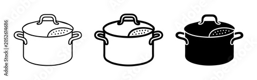 Cooking Pots, Stock Pot Icons, Kitchenware Vector Set, Culinary Symbols