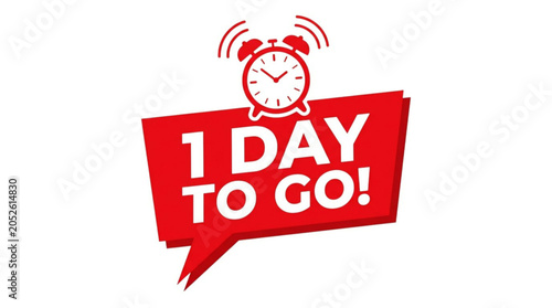 Countdown Timer Speech Bubble One Day to Go