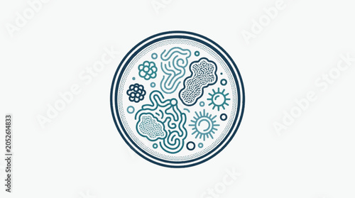 Tableau sur toile Microscopic organisms in a petri dish illustration.
