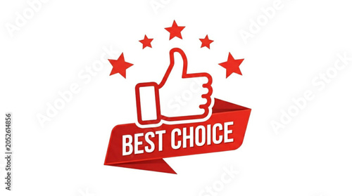Red Best Choice Thumbs Up Icon with Stars