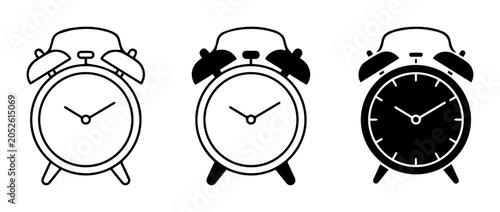 Tableau sur toile Retro Alarm Clocks, Vintage Timekeepers, Classic Bell Alarms, 3 Icon Set
