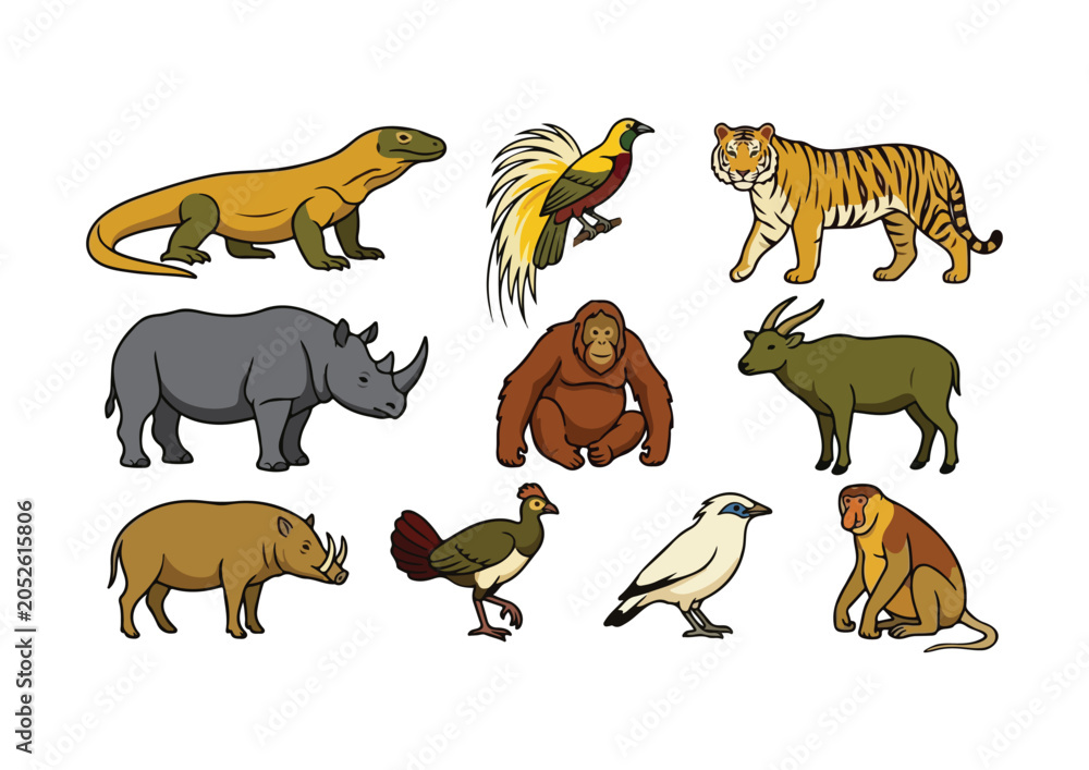 Obraz premium Indonesian Endemic Wildlife Collection