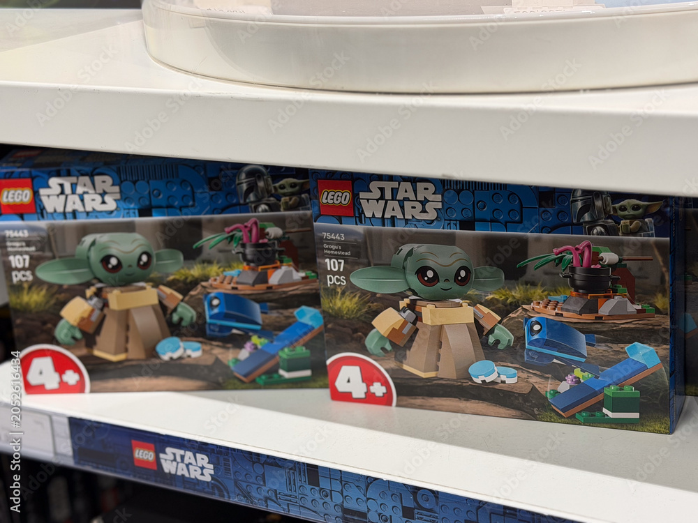 Naklejka premium Lego star wars toy boxes on store shelf lego 