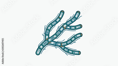 Принти на полотні Microscopic view of branching fungal hyphae with septa.