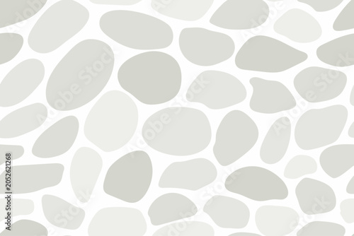 Natural round stone seamless pattern. Paved yard. Pedestrian walkway. Garden design. Vector. 