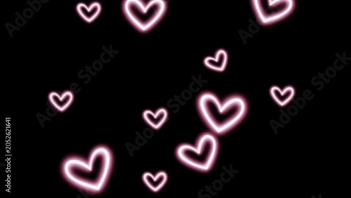 Cute Pink and White Hearts Floating on Black Love Overlay 2K 60 FPS