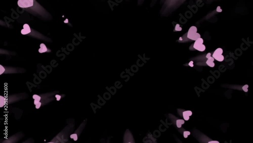 Pink Butterfly and Heart Particles Flying on Black Overlay 2K 60 FPS