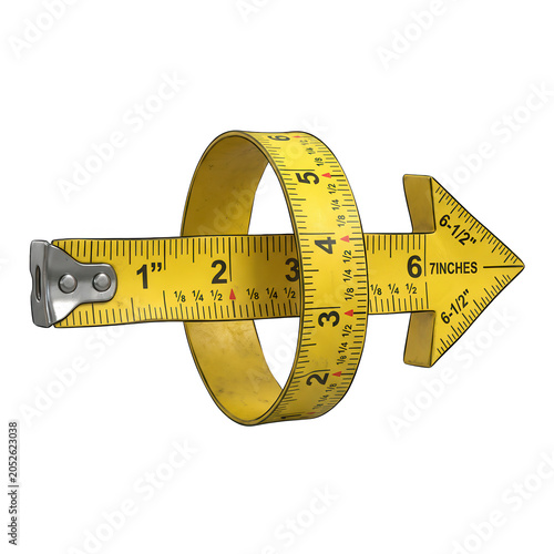 Yellow Tape Measure with Arrow Shape and Markings
