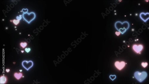 Colorful Tiny Hearts Rising on Black Romantic Particle Overlay 2K 60 FPS