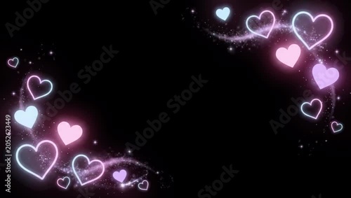 Soft Pink Heart Bokeh Border on Black Romantic Overlay 2K 60 FPS