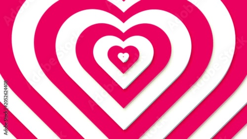 Bold Pink and White Concentric Heart Pulse Animation 2K 60 FPS