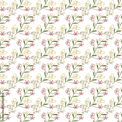 Delicate sweet wildflower vine floral seamless pattern background.