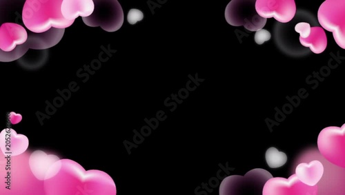Pink Heart Bokeh Border Rising from Bottom Left 2K 60 FPS