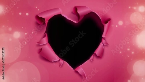 Romantic Couple Silhouette Inside Pink Heart Frame 2K 60 FPS