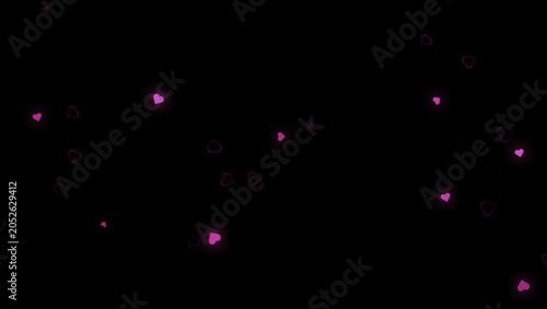 Tiny Pink Hearts Sparkling on Black Romantic Background 2K 60 FPS