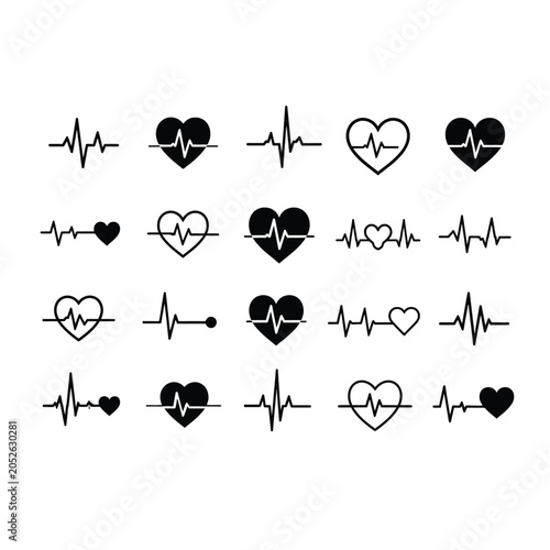 cardiology EKG heart icons