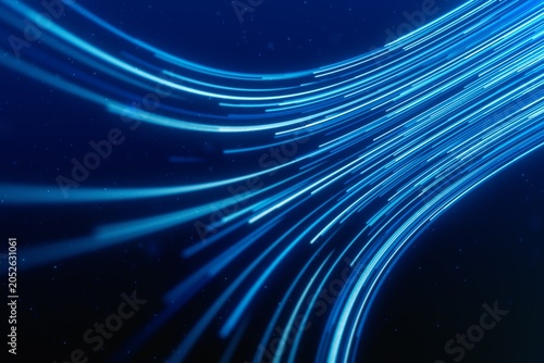 Konstfotografi Blues streaks pulse with energy across a dark expanse