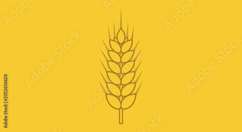 Wheat Icon Against Yellow Background Representing Harvest and Agriculture Symbolism
