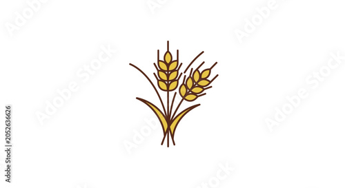Minimalist Wheat Illustration on White Background Symbolizing Nature and Harvest
