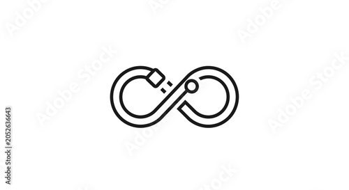 Minimalist Infinity Symbol with Technical Elements Represents Innovation and Connectivity