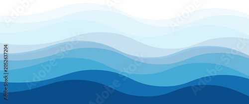 Seamless sea waves layered vector background. Blue ocean waves. Water wave pattern design.