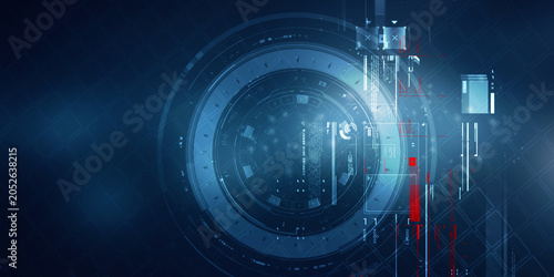 2d illustration Abstract futuristic electronic circuit technology background