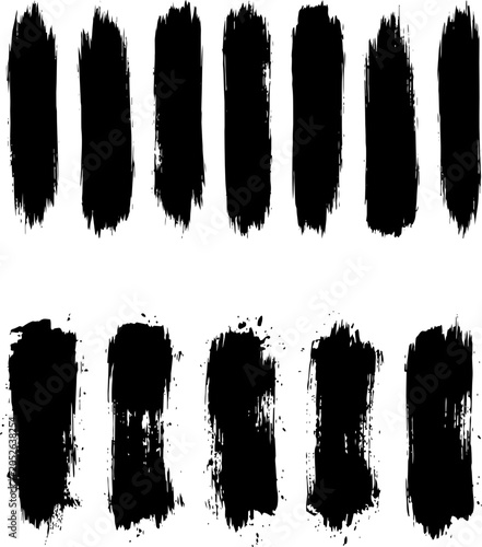 Set of black ink brush strokes isolated on white background for your creative graphic design projects