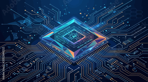 A digital illustration of a central processing unit on a circuit board