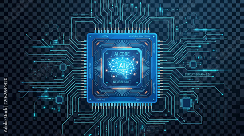 A digital processor chip showing advanced computing technology on a dark background