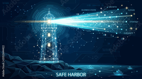 A digital lighthouse illustration representing business guidance and future growth