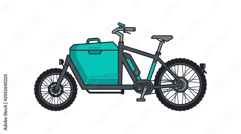 Fototapeta premium Electric cargo bike side view vector
