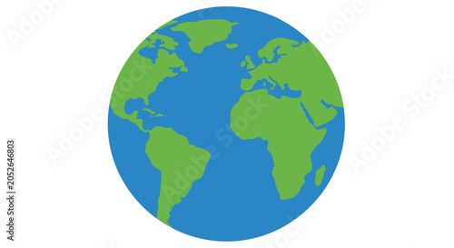 Simplified Globe Illustration Depicting Earth's Continents in a Flat Design