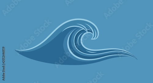 Stylized Ocean Wave Illustration in Shades of Blue with a Smooth, Minimalist Aesthetic