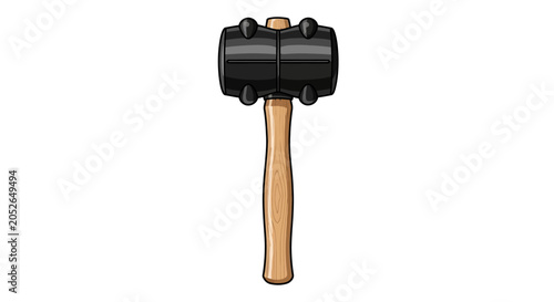 Black sledgehammer with wooden handle.