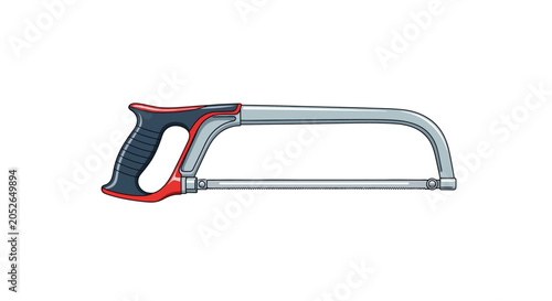 Metal Hand Saw with Red Handle.