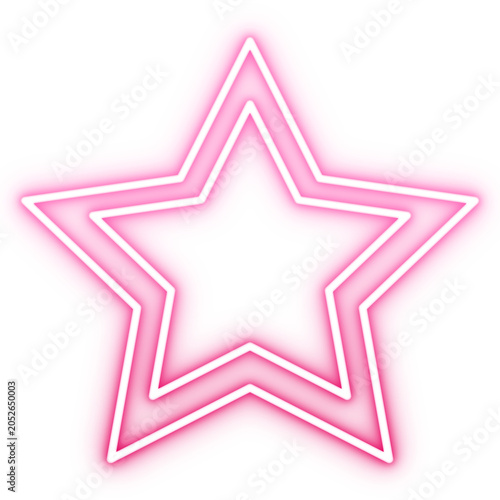 pink neon star icon glowing isolated transparent png, vibrant luminous star shape graphic design element, futuristic neon star symbol on transparent background
