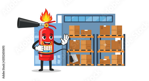 Fire Extinguisher Mascot Promoting Fire Prevention and Safety Measures