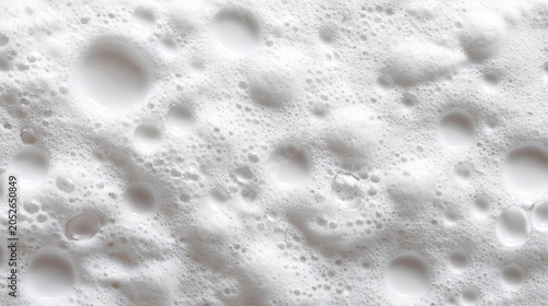 Artistic texture of soap foam with sparkling bubbles, isolated on clean white